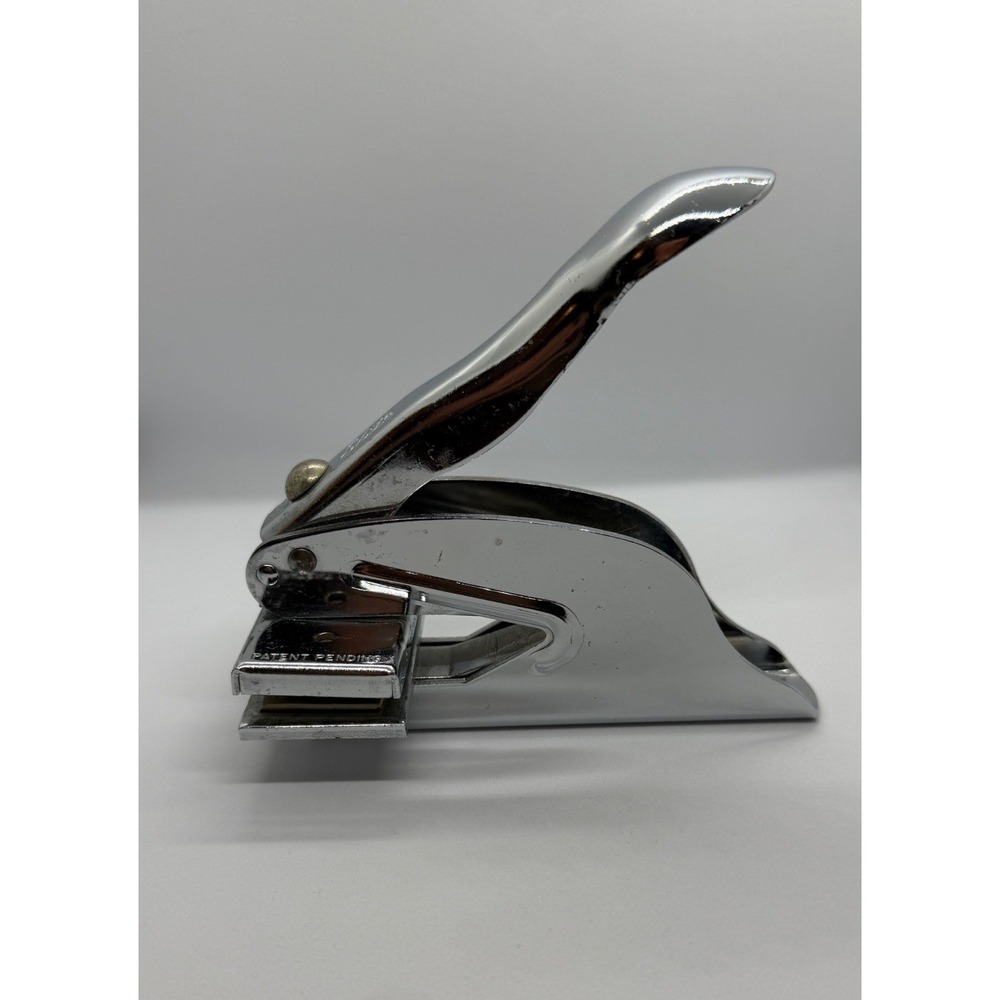 Vintage Elite Chrome Desk Embosser Seal Handheld Address Press Made in USA